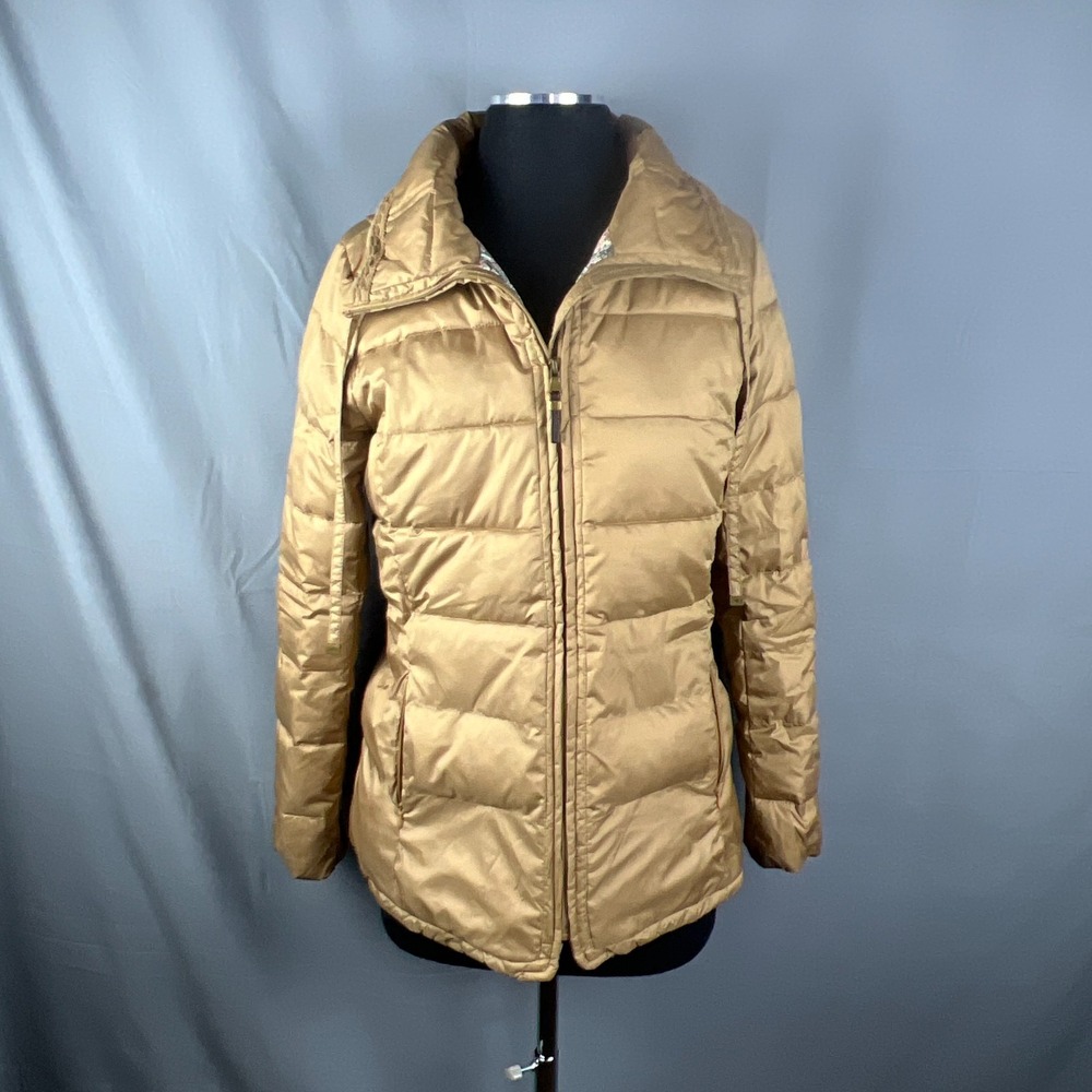 Teenie Weenie Bear Traditional Puffer Jacket Women FM Gold Floral Lined Full Zip